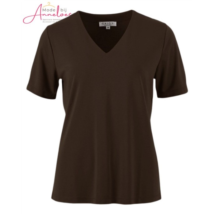 Enjoy T-shirt 183207 vhals KM Donker bruin Enjoy T-shirt 183207 vhals KM Donker bruin